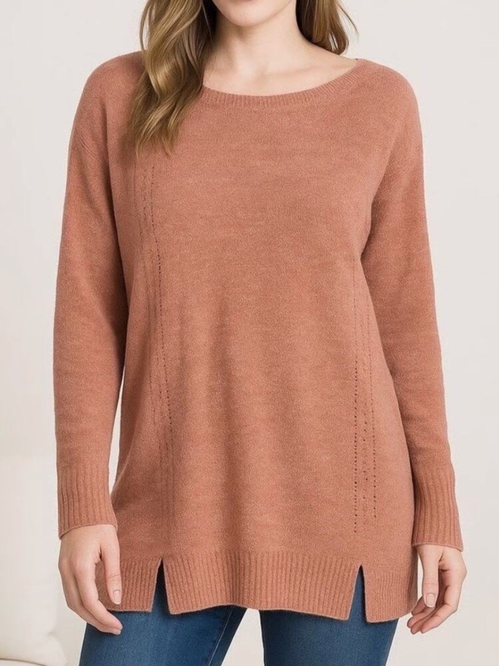 Barefoot Dreams Cozychic Ultra Lite Dockside Pointelle Pullover Womens Medium